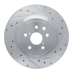 Lexus IS F Brake Rotor (1) - Rear Right - R1 Concepts - Drilled & Slotted - Silver - `08-`14